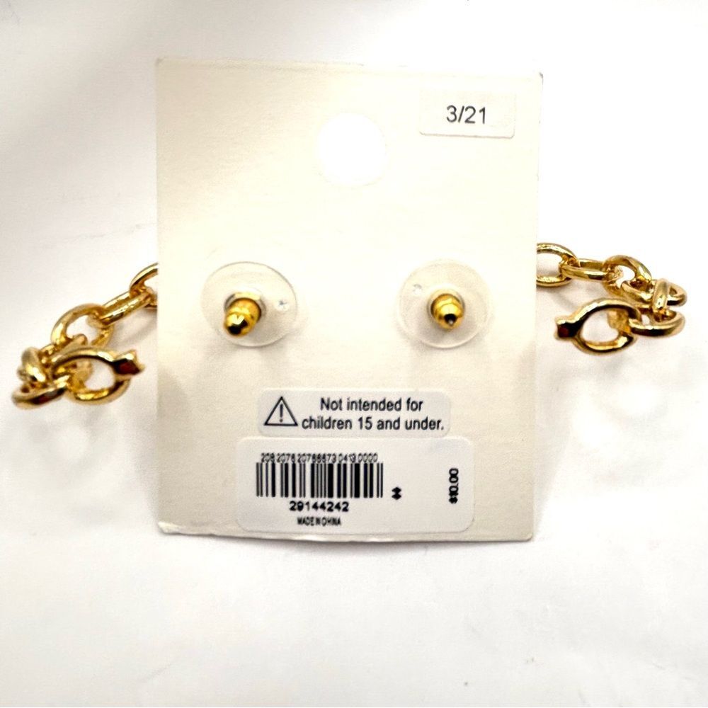 Express Gold Chain Hoop Geometric Square Hoop Earrings Set - Picture 4 of 8